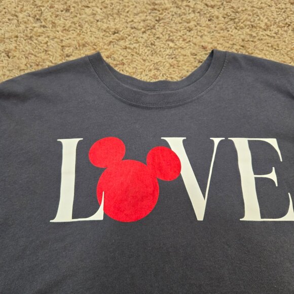 Disney Mickey Mouse Love Red Woman’s Plus Size 2XL Shirt Grey Disney World - Picture 2 of 6